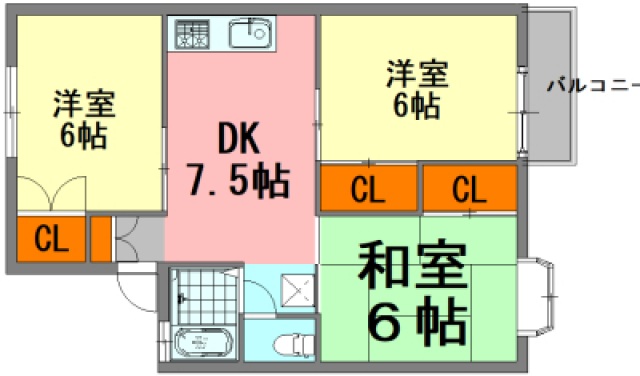 広島市西区己斐中のアパートの間取り