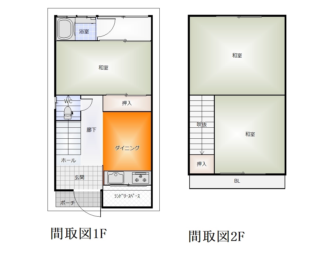 東大阪市中石切町4丁目テラスハウスレフトの間取り