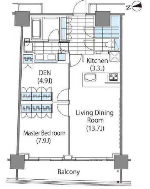 新宿区新宿のマンションの間取り