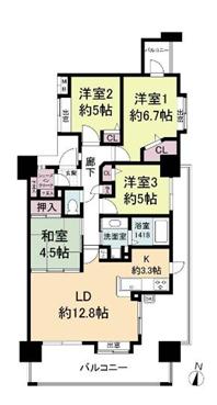 福岡市中央区港のマンションの間取り