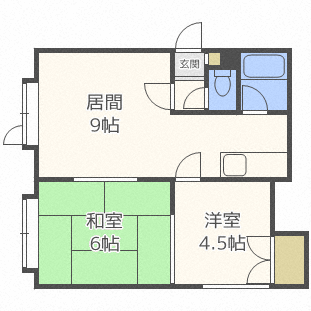 札幌市手稲区西宮の沢一条のアパートの間取り