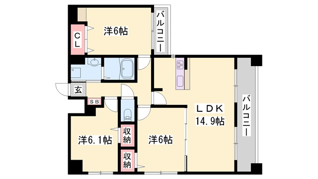 【カルザ姫路の間取り】