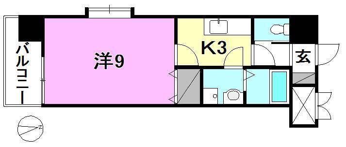 松山市平和通のマンションの間取り