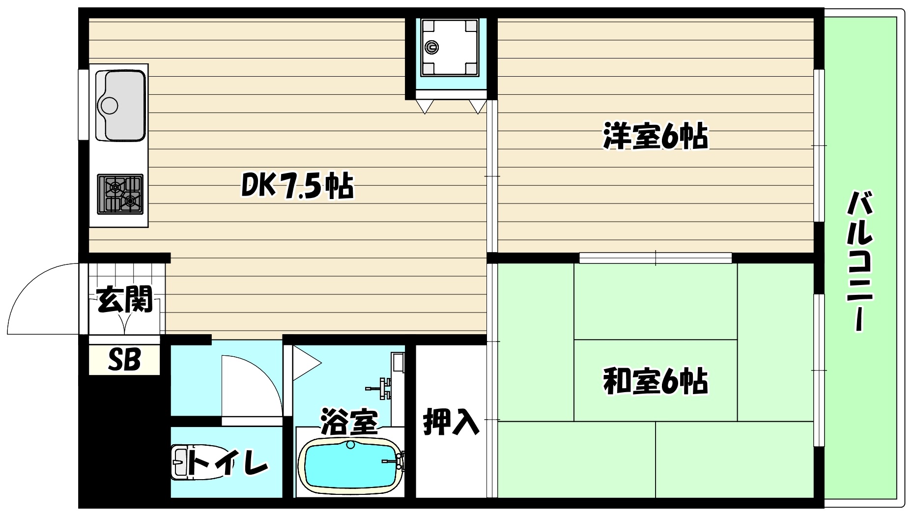 大阪市東淀川区西淡路のマンションの間取り