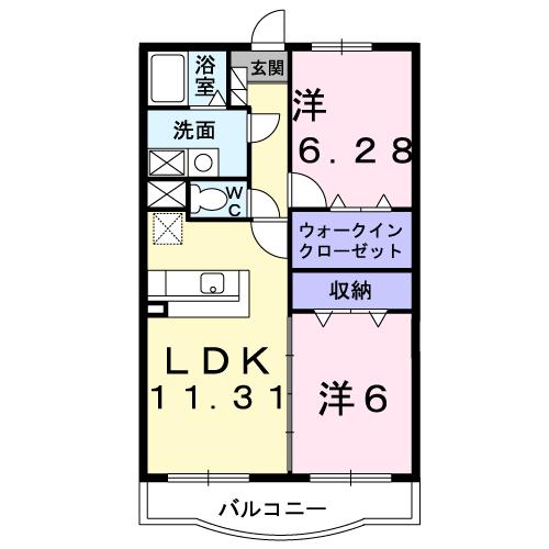 リズ　センティア　Ｂの間取り