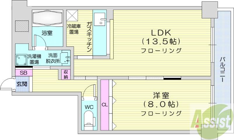 地下鉄東西線 二十四軒駅 徒歩15分 10階建 築20年の間取り写真