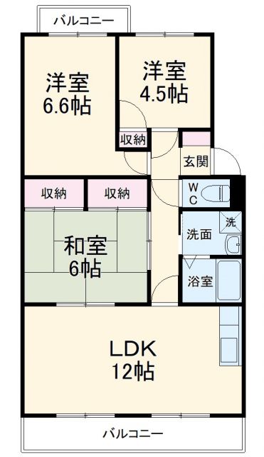 浜松市中央区大蒲町のマンションの間取り