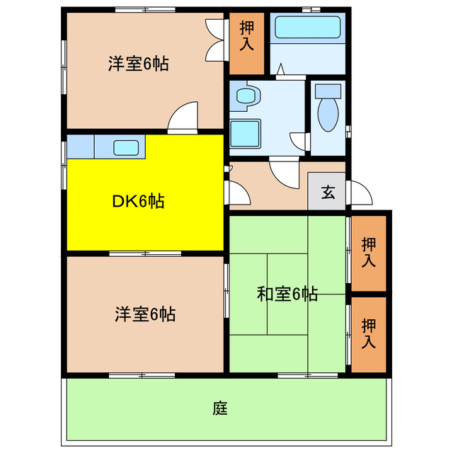 大垣市小泉町のアパートの間取り