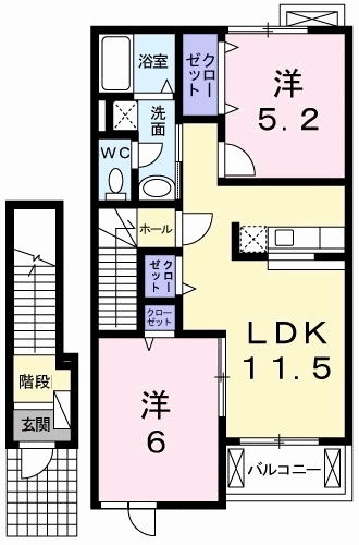 三木市志染町広野のアパートの間取り