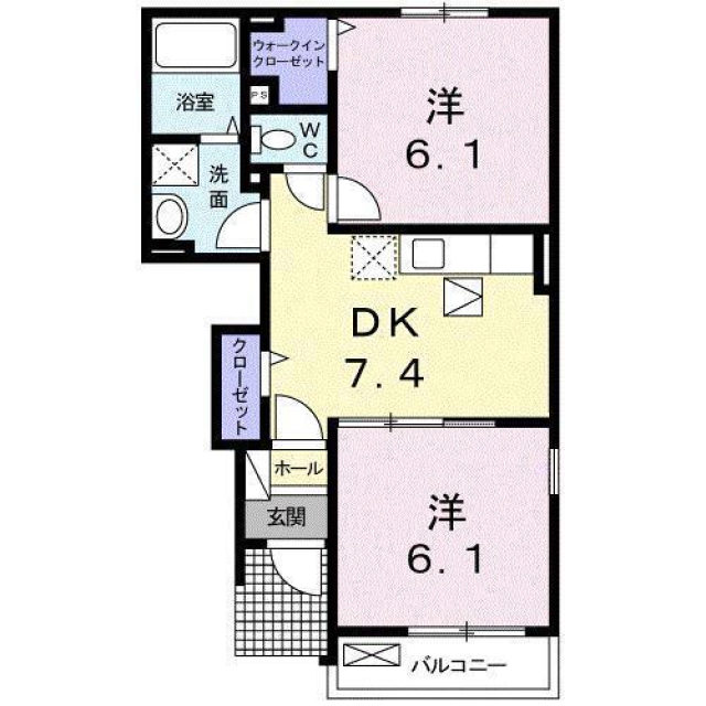 松山市吉藤のアパートの間取り