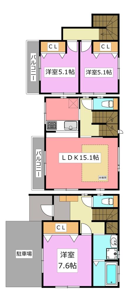 東京都北区上中里２（一戸建）の賃貸物件の間取り