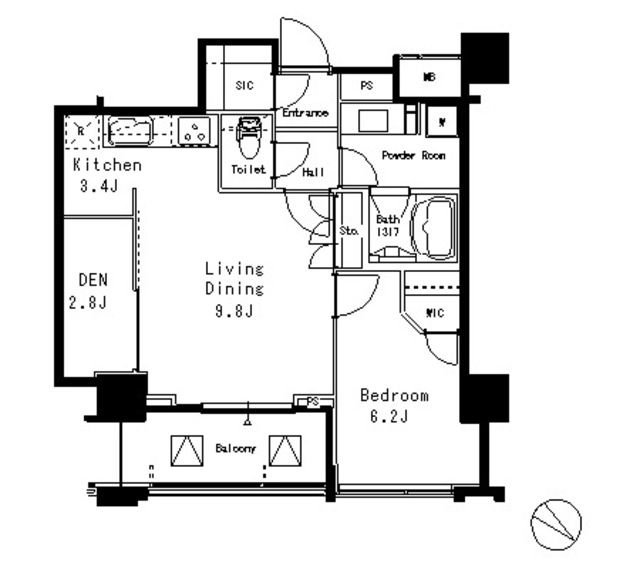 目黒区目黒のマンションの間取り