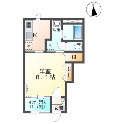 出雲市大津町のアパートの間取り