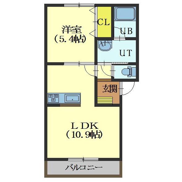 函館市宝来町のアパートの間取り