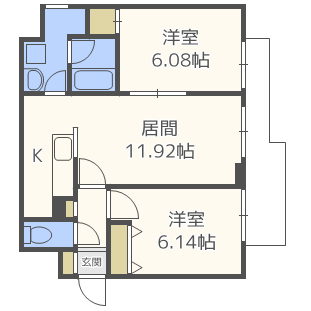 札幌市豊平区西岡四条のマンションの間取り