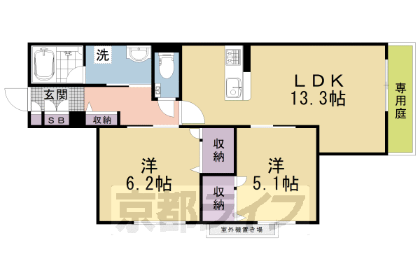 京都市中京区西ノ京車坂町のマンションの間取り