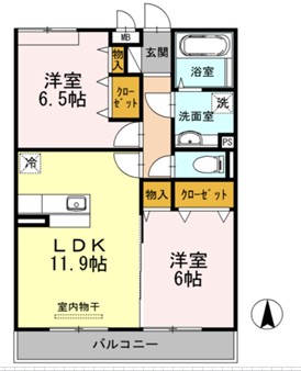 熊本市中央区国府のアパートの間取り