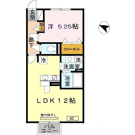 神戸市北区山田町下谷上のアパートの間取り