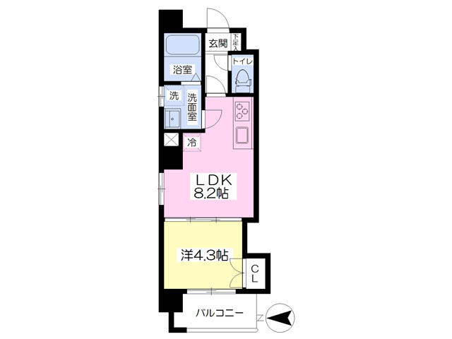 松山市木屋町のマンションの間取り