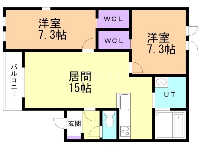 河東郡音更町南鈴蘭北のアパートの間取り