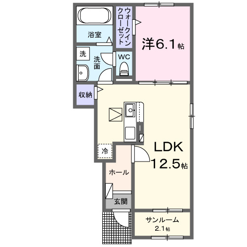 富山市鍋田のアパートの間取り