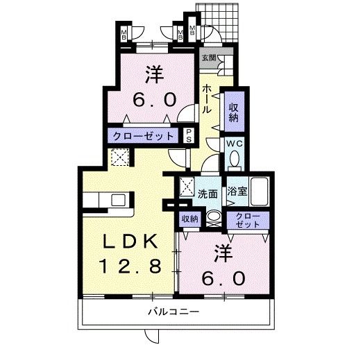 長岡市泉のアパートの間取り