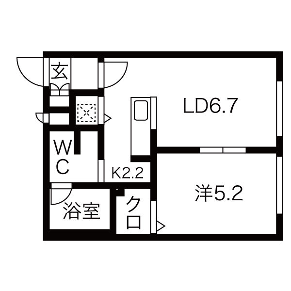 札幌市東区北十四条東のマンションの間取り