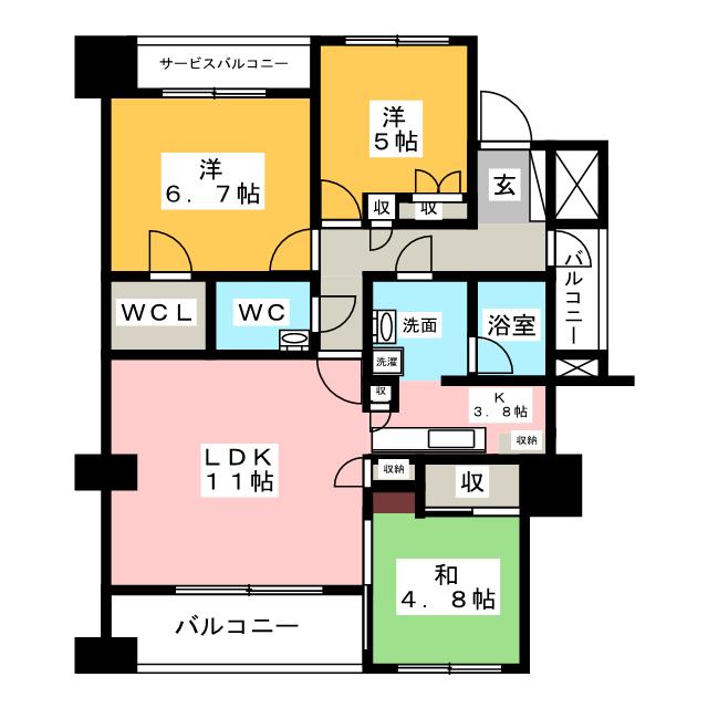 ル・シェモア大手町の間取り