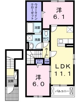 岡山県倉敷市玉島乙島（アパート）の賃貸物件の間取り