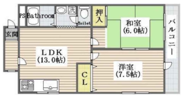 ＪＲ関西本線 平野駅 徒歩7分 5階建 築38年の間取り写真