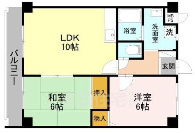 南海高野線 三国ケ丘駅 徒歩7分 4階建 築29年の間取り写真