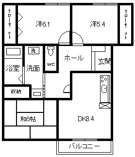 高松市松縄町のアパートの間取り