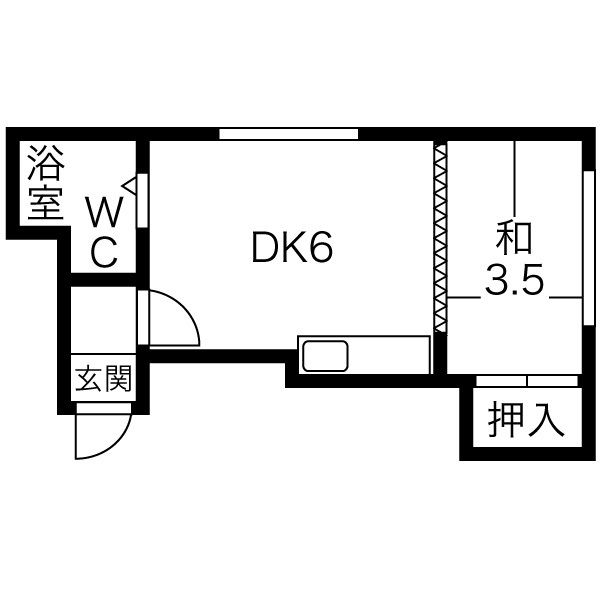 札幌市西区二十四軒三条のアパートの間取り