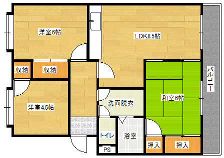 広島市南区旭のマンションの間取り