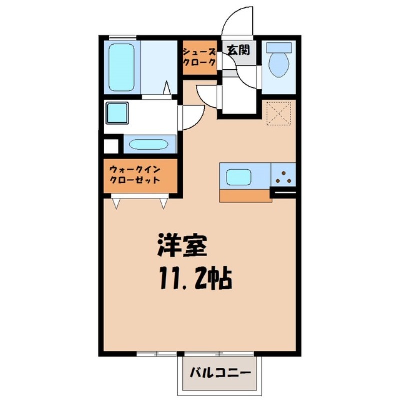 筑西市稲野辺のアパートの間取り