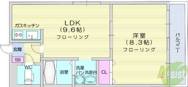 仙台市宮城野区岩切のマンションの間取り