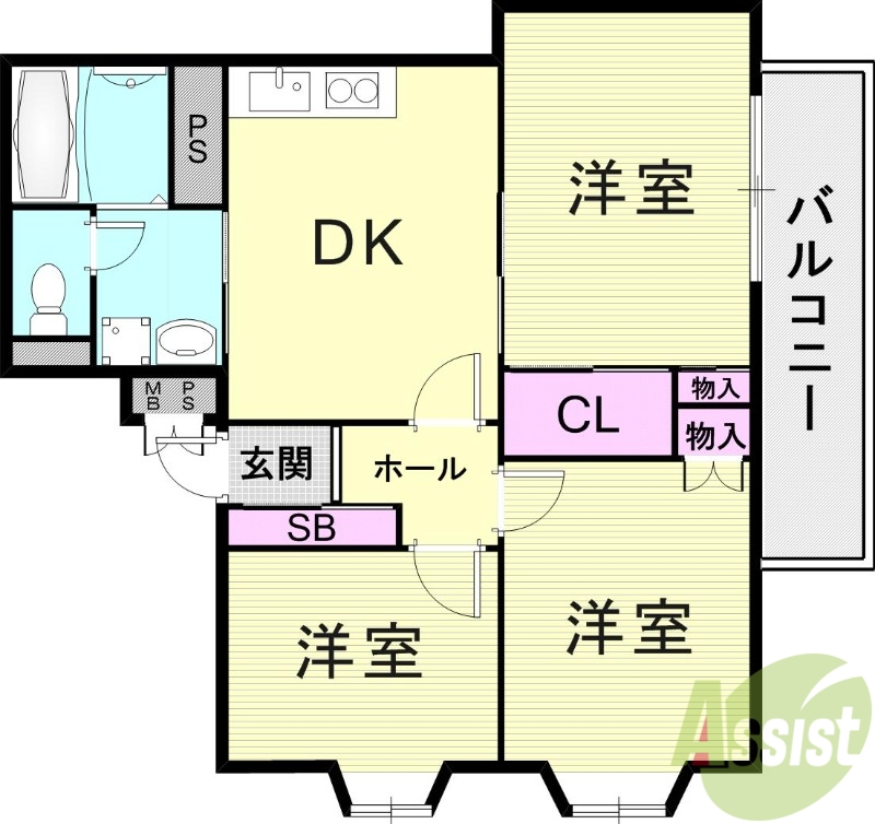 神戸市東灘区本山中町のマンションの間取り