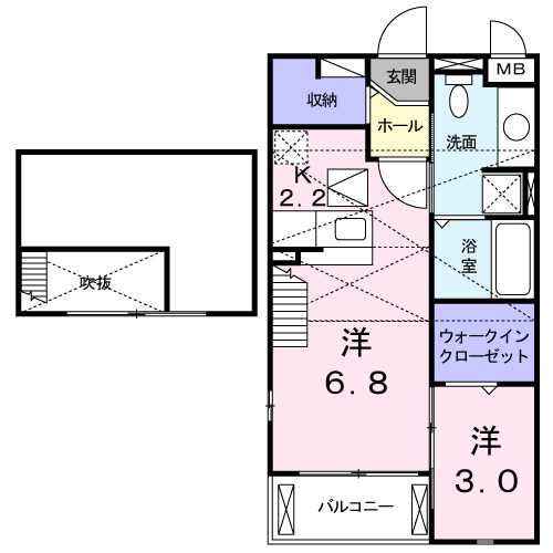 加古川市平岡町西谷のアパートの間取り