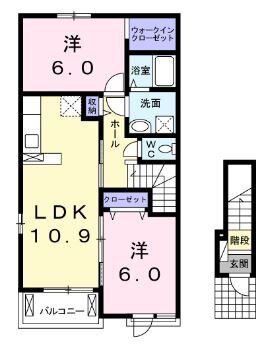 岡山市北区御津野々口のアパートの間取り