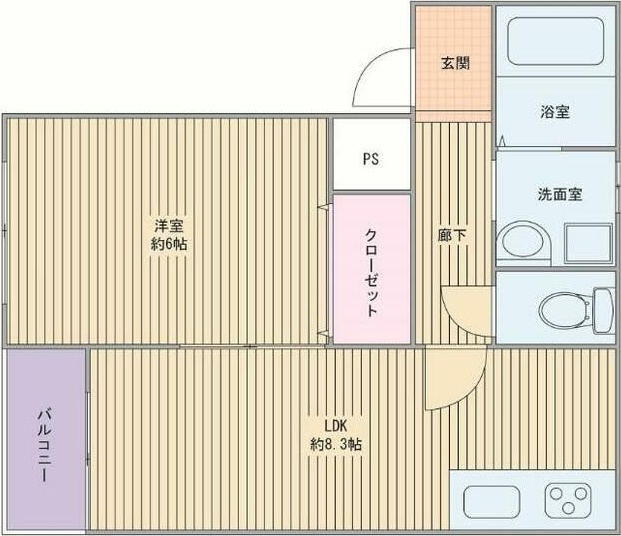 姫路市飾磨区城南町のアパートの間取り