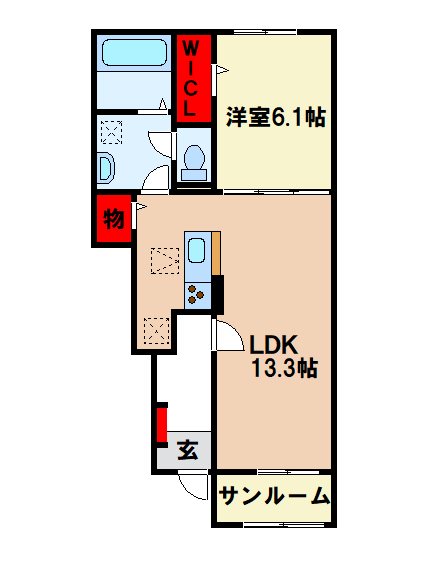 朝倉郡筑前町下高場のアパートの間取り