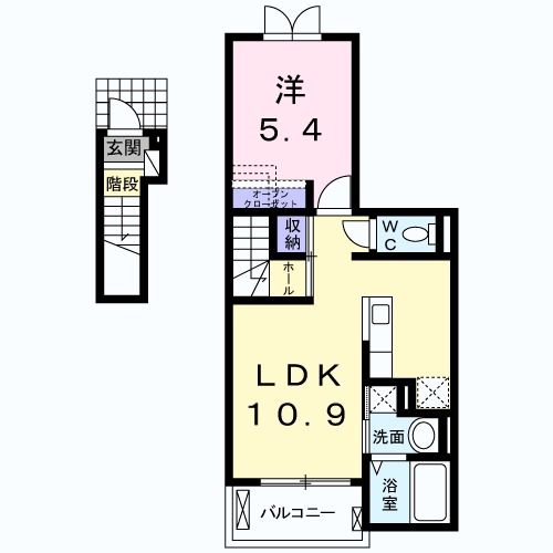 日立市東滑川町のアパートの間取り