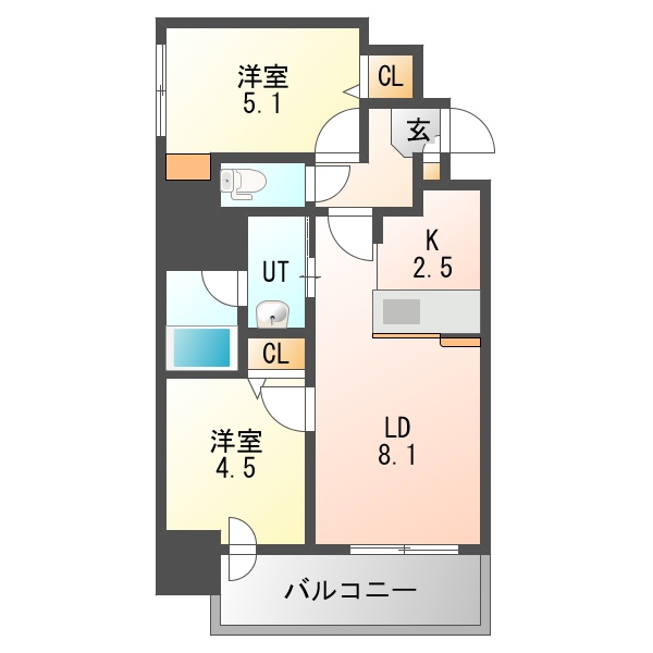 プライヴェル山鼻　壱番館の間取り