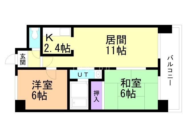 札幌市清田区真栄四条のマンションの間取り