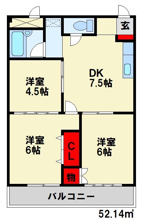 北九州市八幡西区御開のアパートの間取り