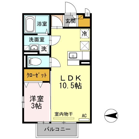 松江市黒田町のアパートの間取り