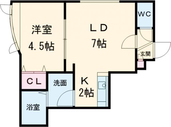 札幌市白石区菊水七条のアパートの間取り