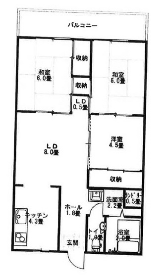 広島市佐伯区利松のマンションの間取り