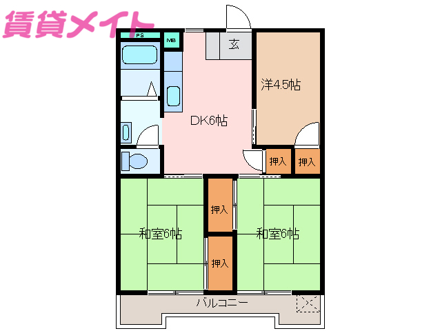 松阪市大津町のマンションの間取り