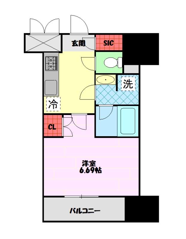 仙台市地下鉄南北線 北四番丁駅 徒歩6分 12階建 築6年の間取り写真